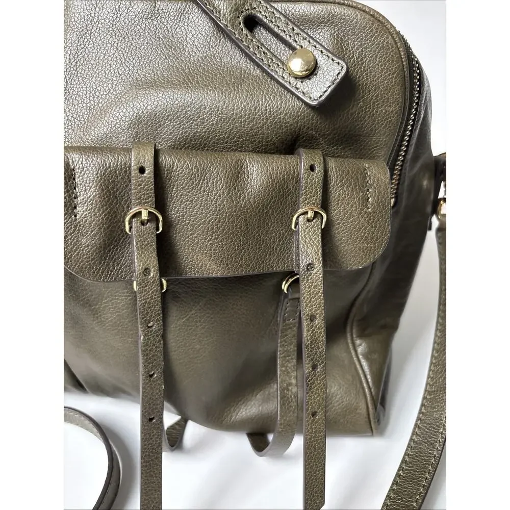 BANANA REPUBLIC Leather Large Duffle North/South Tote Dark Olive Green 2015 - Picture 5 of 16